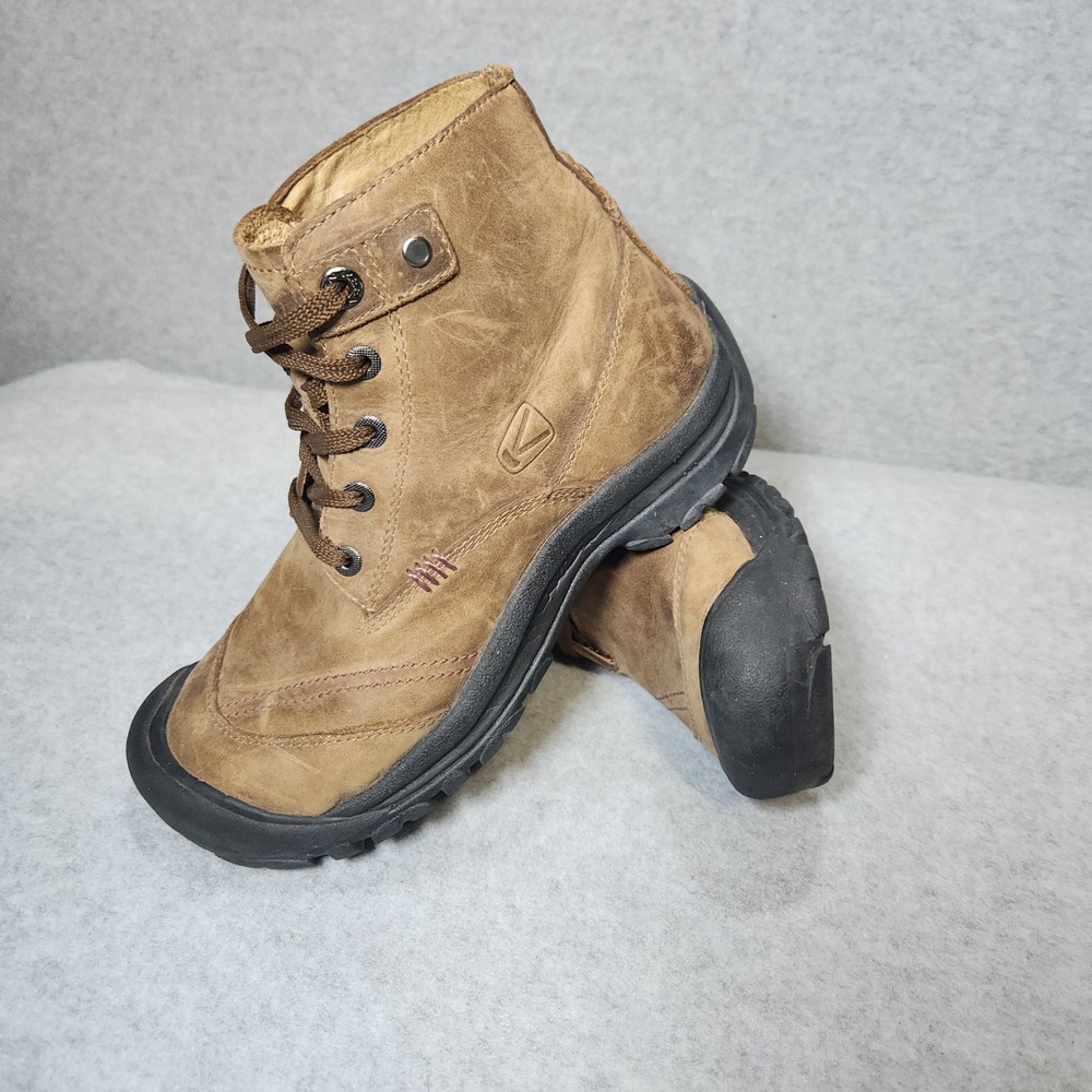 Keen Presidio Brown Leather Lace Up Ankle Boots Womens 7 5363-PNCN Hiking